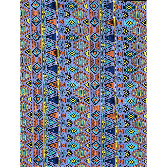 African Print Fabric/ Ankara - Periwinkle, Blue, Orange, Yellow 'Send Money Home', 1 YARD
