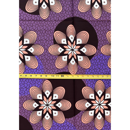 African Print Fabric/ Ankara - Purple, Brown "Sweet Arrival", 1 Yard