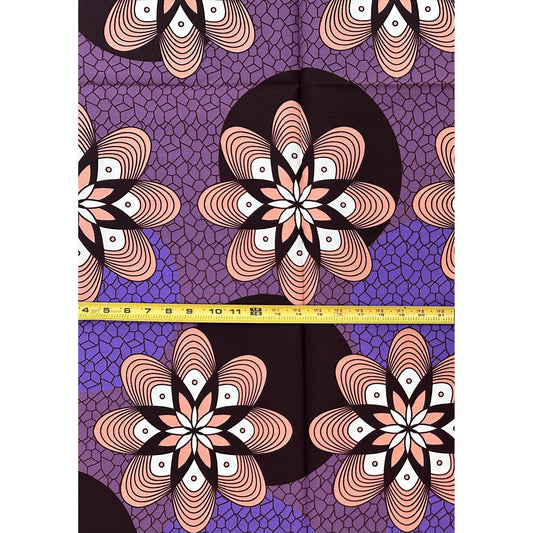 African Print Fabric/ Ankara - Purple, Brown "Sweet Arrival", 1 Yard