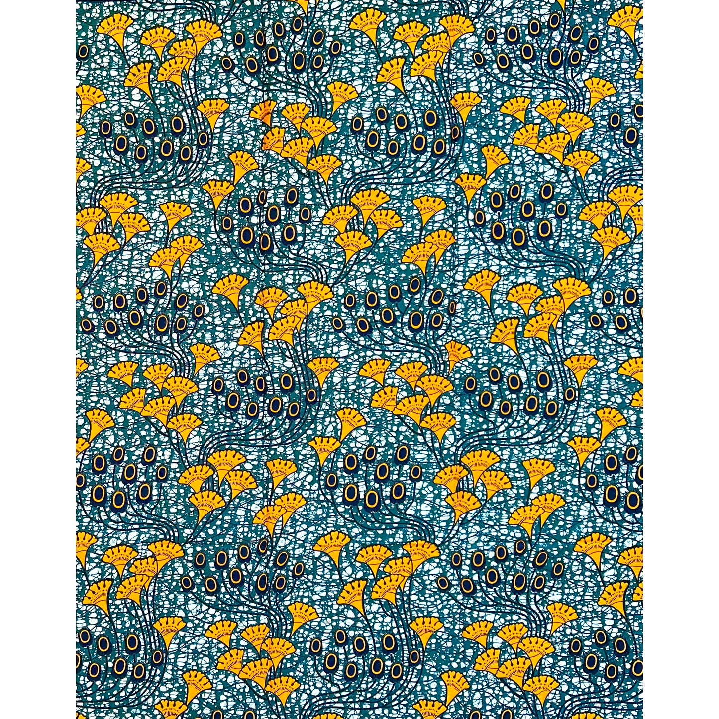 African Print Fabric/ Ankara - Slate, Orange 'She Grew Through It,’ 1 YARD