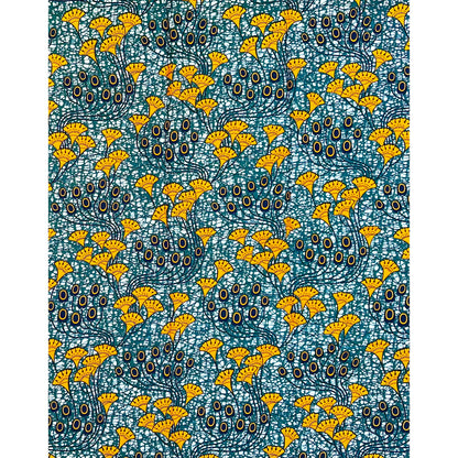 African Print Fabric/ Ankara - Slate, Orange 'She Grew Through It,’ 1 YARD