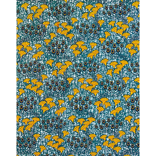 African Print Fabric/ Ankara - Slate, Orange 'She Grew Through It,’ 1 YARD
