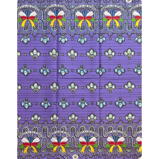 African Print Fabric/Ankara - Purple, Blue, Green “Mshangao" Design, 1 Yard