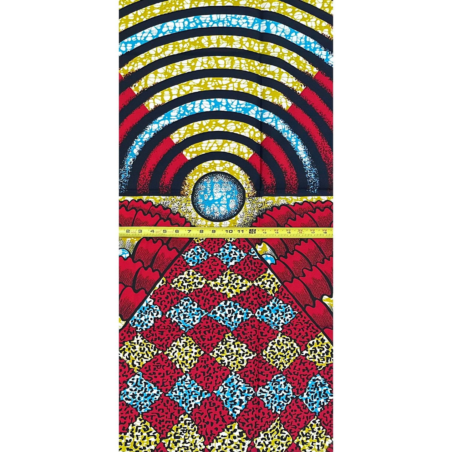 African Print Fabric/ Ankara - Red, Blue, Brown 'Osupa Lau,' YARD