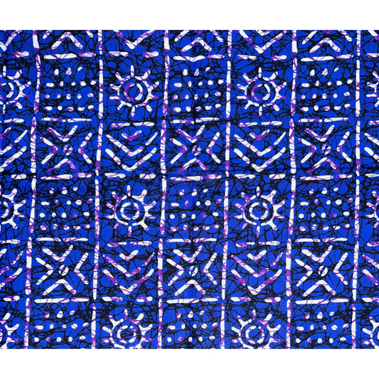 African Print Fabric/ Ankara - Blue, Purple 'Bola Code' Design, YARD or WHOLESALE