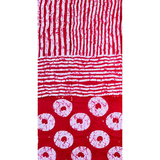 African Print Fabric/ Ankara - Red, White 'Omi Tuntun' Design, YARD or WHOLESALE