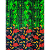 African Print Fabric/ Ankara - Green, Black, Orange 'Fatou’s Garden' Design