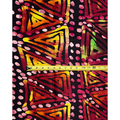 African Print Fabric/ Ankara - Red, Dark Brown, Orange, Pink, Yellow, Green 'Drumfire Echo’, YARD or WHOLESALE