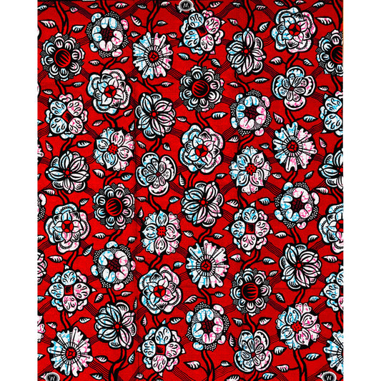 African Print Fabric/ Ankara - Red, Blue, Pink, Navy ‘Zafi Ne, Amma Kyau' Design, 1 YARD