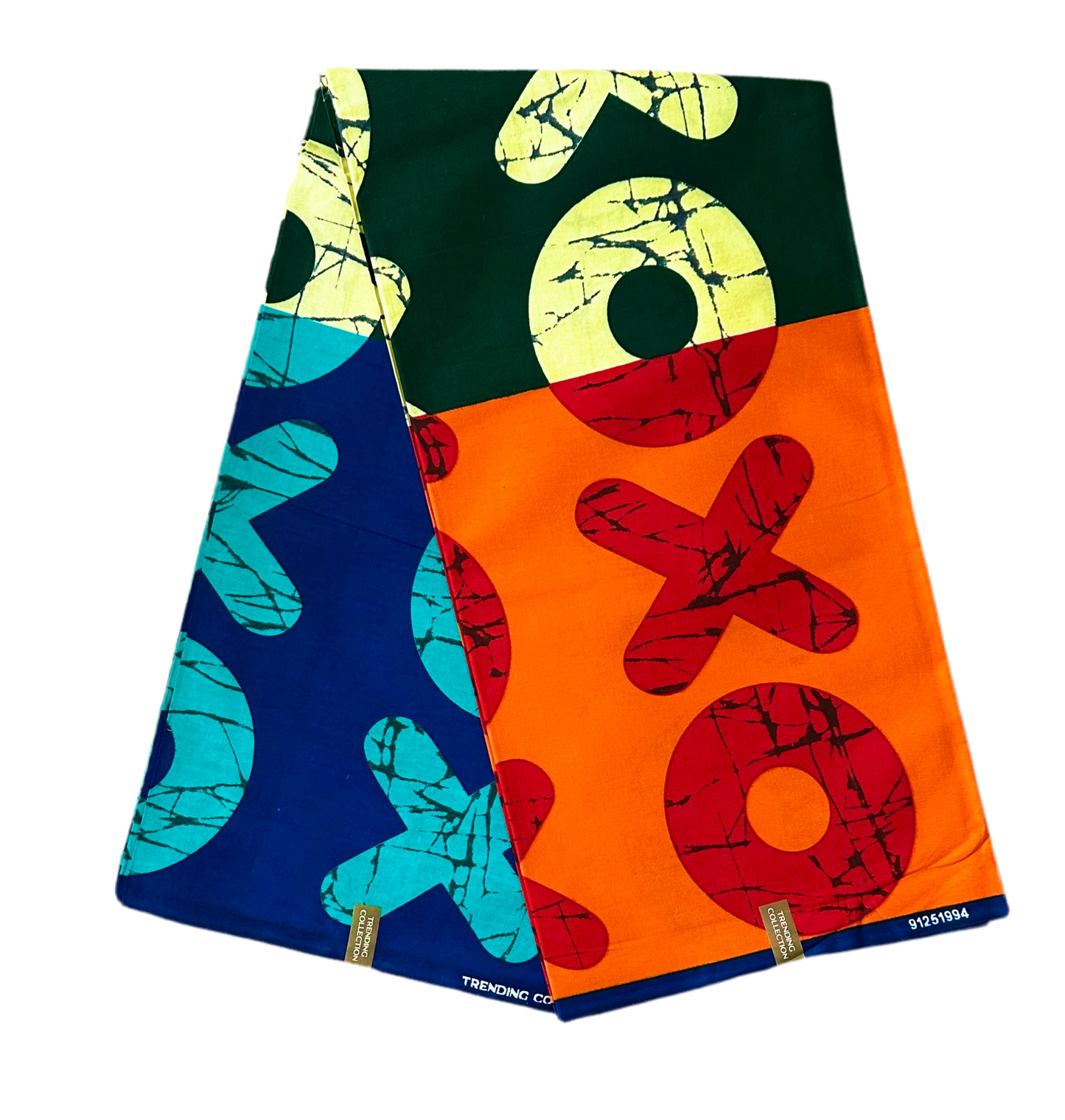 African Print Fabric/ Ankara - Orange, Red, Blue, Teal, Green, Beige 'Kiss & Kulture Block', Yard or Wholesale