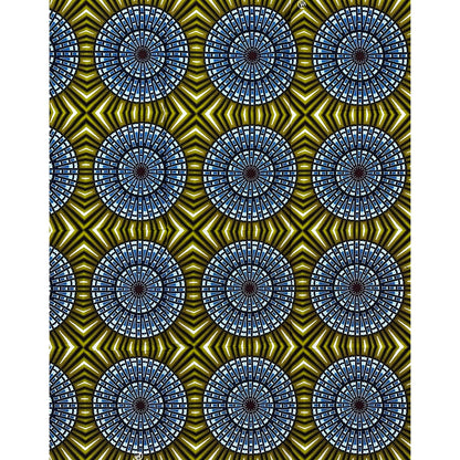 African Print Fabric/Ankara - Green, Blue "Orun Halo" Design