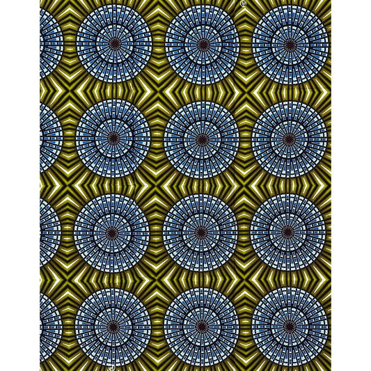 African Print Fabric/Ankara - Green, Blue "Orun Halo" Design