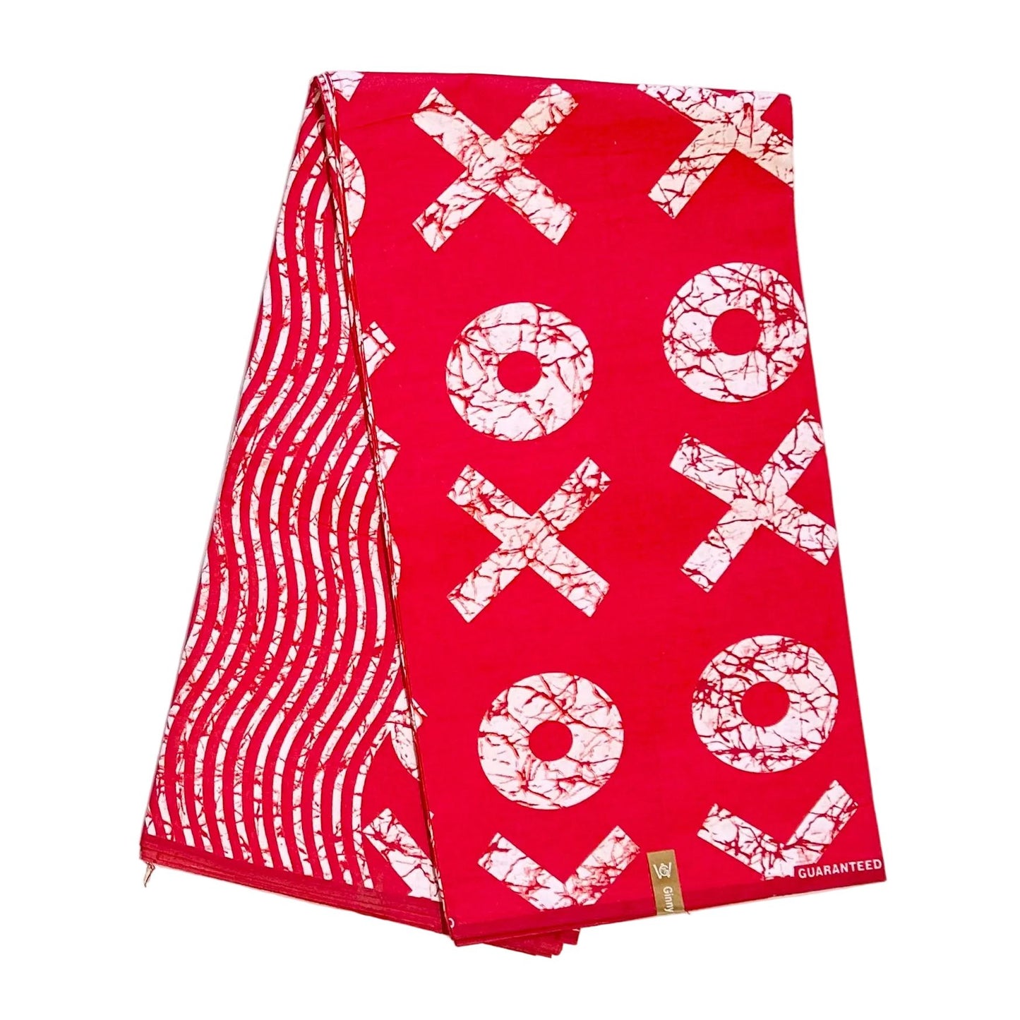 African Print Fabric/ Ankara - Red, White 'XOXO', Per Yard or Wholesale