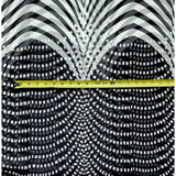 African Print, Chiffon Fabric- Black, White "Lalibela Heights", ~ 2 Yards