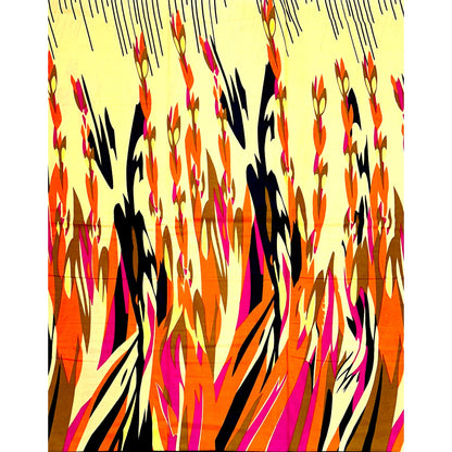 African Print Fabric/ Ankara - Orange, Magenta, Yellow, Brown, Beige 'Hot Pass Pepper' Design, YARD or WHOLESALE