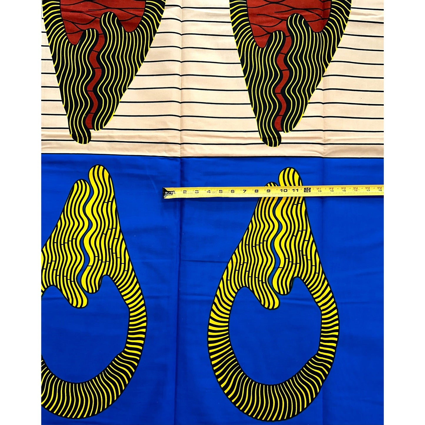 African Print Fabric/ Ankara - Blue, Brown, Beige, Yellow 'Duality', YARD or WHOLESALE