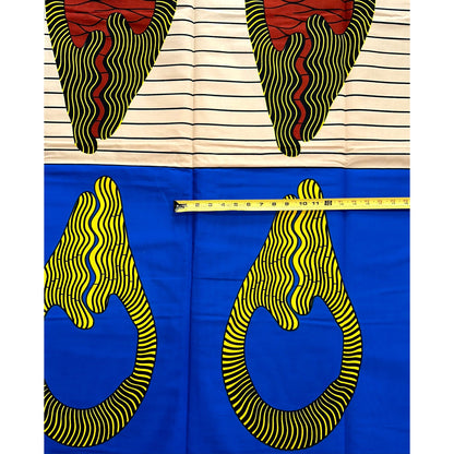 African Print Fabric/ Ankara - Blue, Brown, Beige, Yellow 'Duality', YARD or WHOLESALE