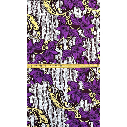African Print Fabric/ Ankara - Purple, Brown, Off-White "A Mother’s Path", 1 Yard