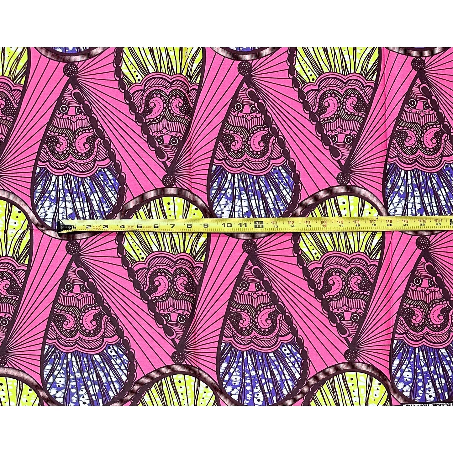African Print Fabric/ Ankara - Pink, Purple, Yellow "Soft Flex" Design, Yard
