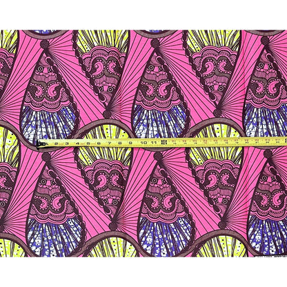 African Print Fabric/ Ankara - Pink, Purple, Yellow "Soft Flex" Design, Yard