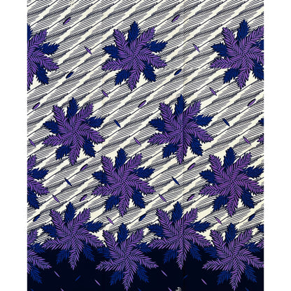 African Print Fabric/Ankara - Cream, Shades of Purple "Oju Ọrun Palm" Design