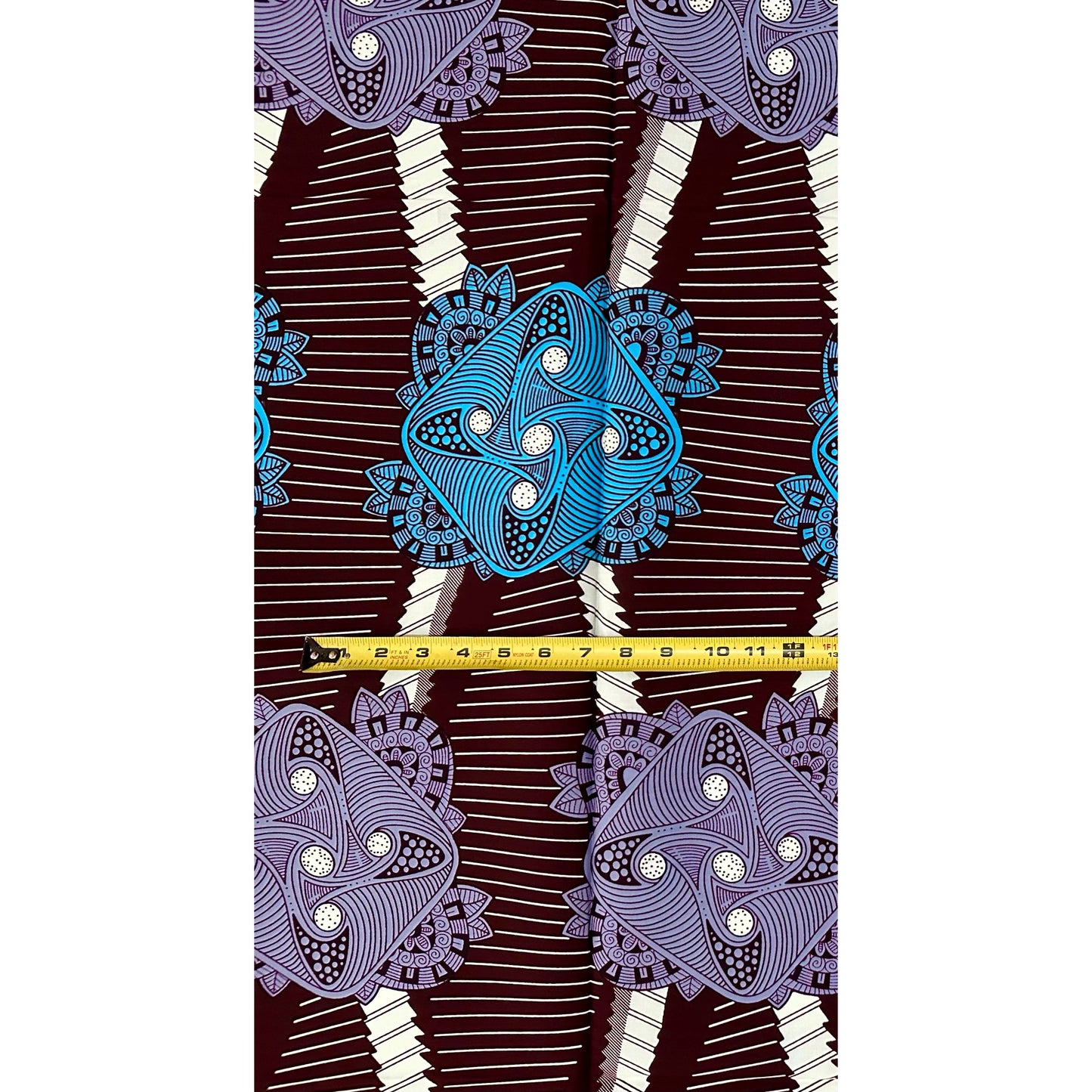 African Print Fabric/ Ankara - Gray, Blue, Brown 'Ayanmo Nexus,’ 1 YARD