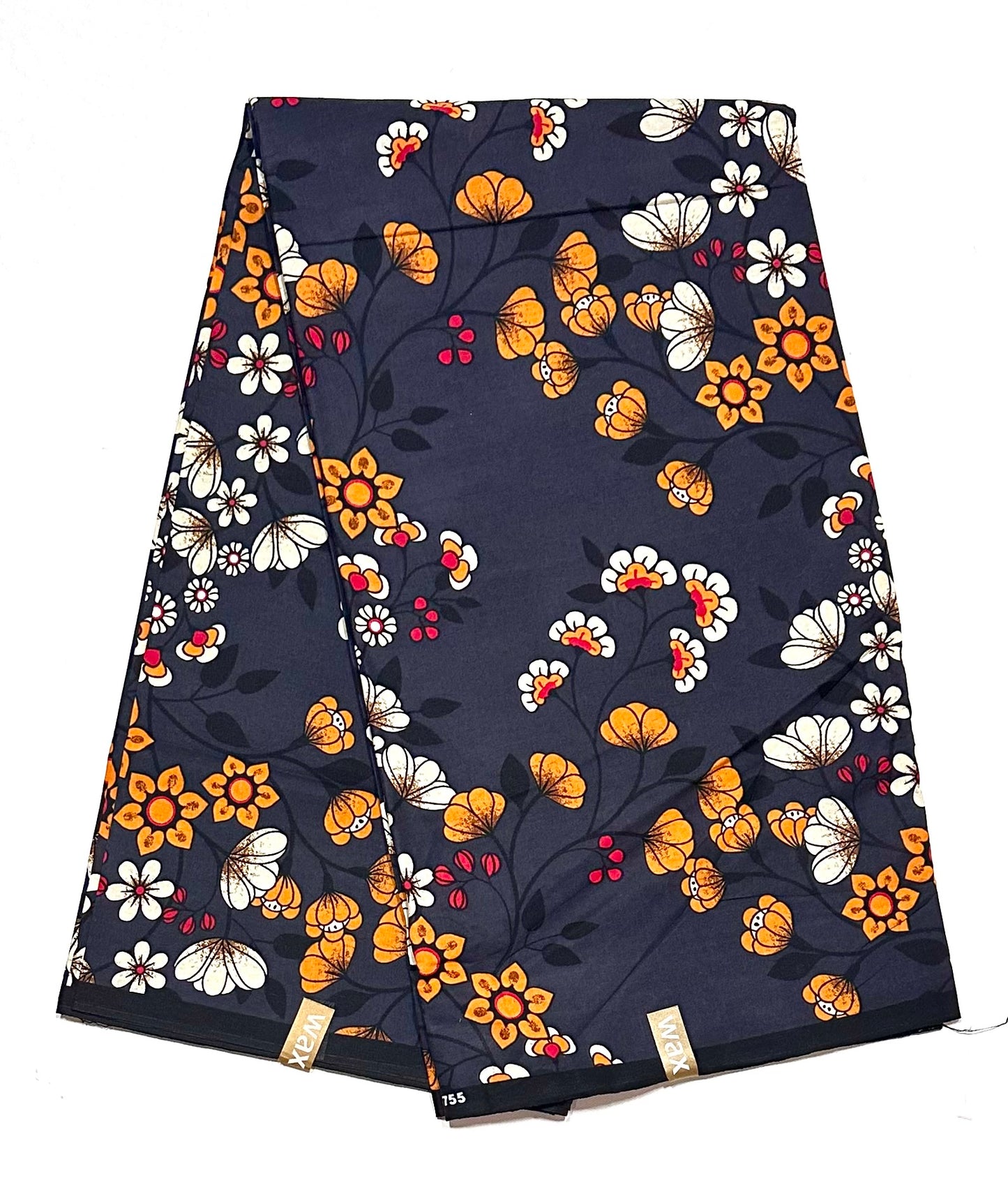 African Print Fabric/ Ankara - Gray, Red, Orange 'Geneva' Design, YARD or WHOLESALE