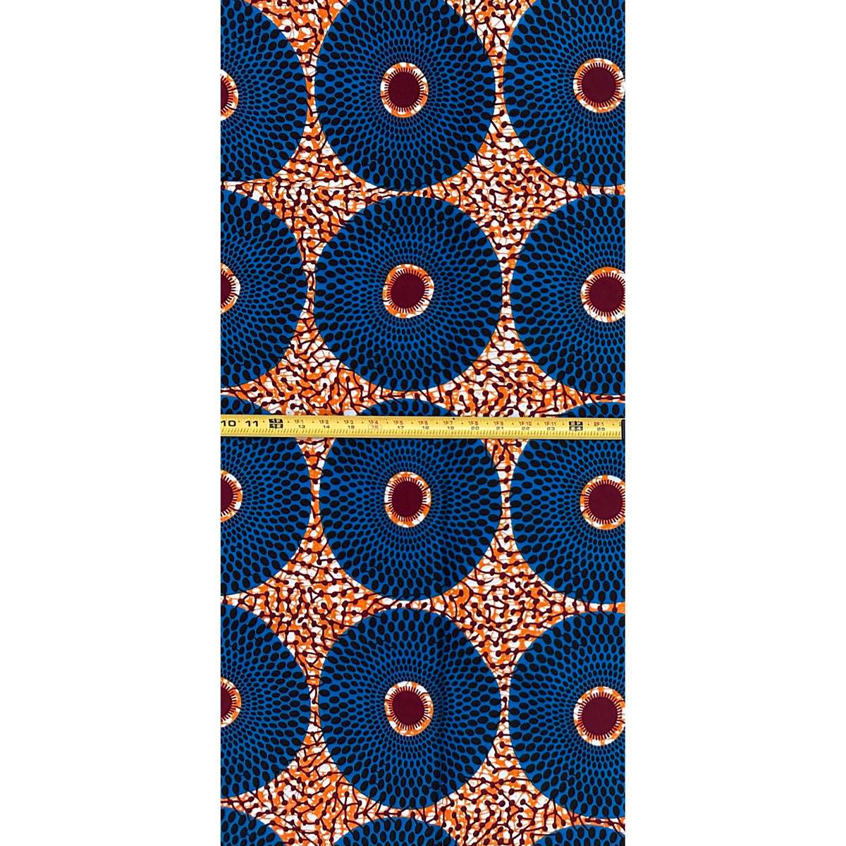 African Print Fabric/ Ankara - Blue, Orange, Brown 'Bullseye' Design, YARD or WHOLESALE