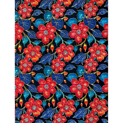 African Print Fabric/ Ankara - Red, Blue, Brown, Black ‘Bloom Without Permission', YARD or WHOLESALE