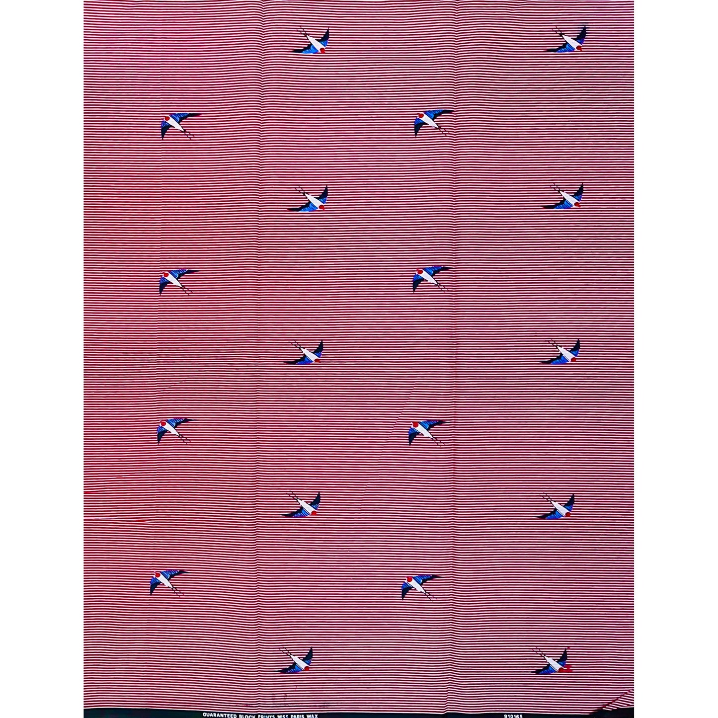 African Print Fabric/Ankara - Red, Blue "Cleared for Takeoff" Design, YARD or WHOLESALE