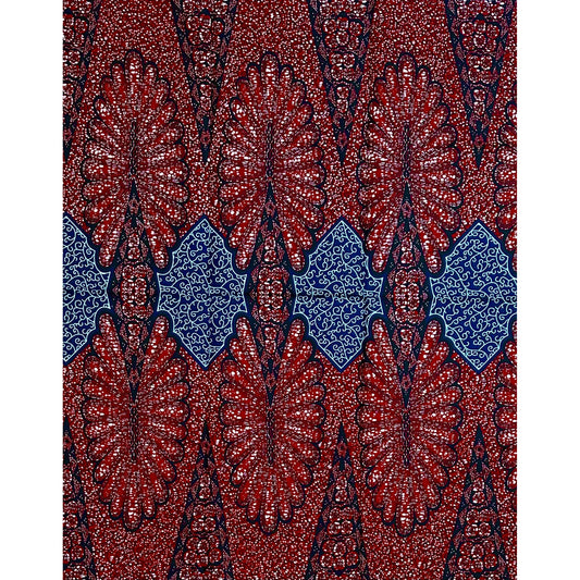 African Print Fabric/ Ankara - Brown, Navy, Black ‘Qinisela', 1YARD