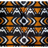 African Print, Satin Fabric - Black, Brown, White "Yaro", Per Yard or Wholesale