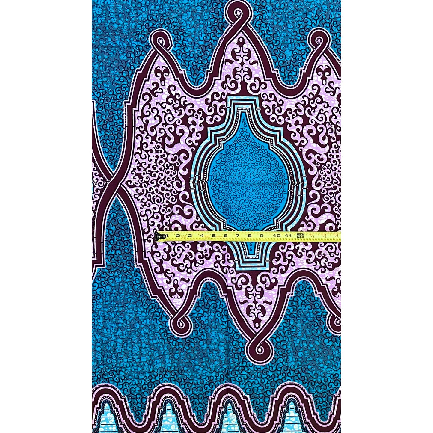 African Print Fabric/ Ankara - Purple, Brown, Blue ‘Ìfihàn Arches' Design, 1 YARD