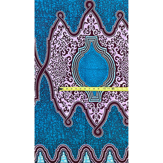 African Print Fabric/ Ankara - Purple, Brown, Blue ‘Ìfihàn Arches' Design, 1 YARD