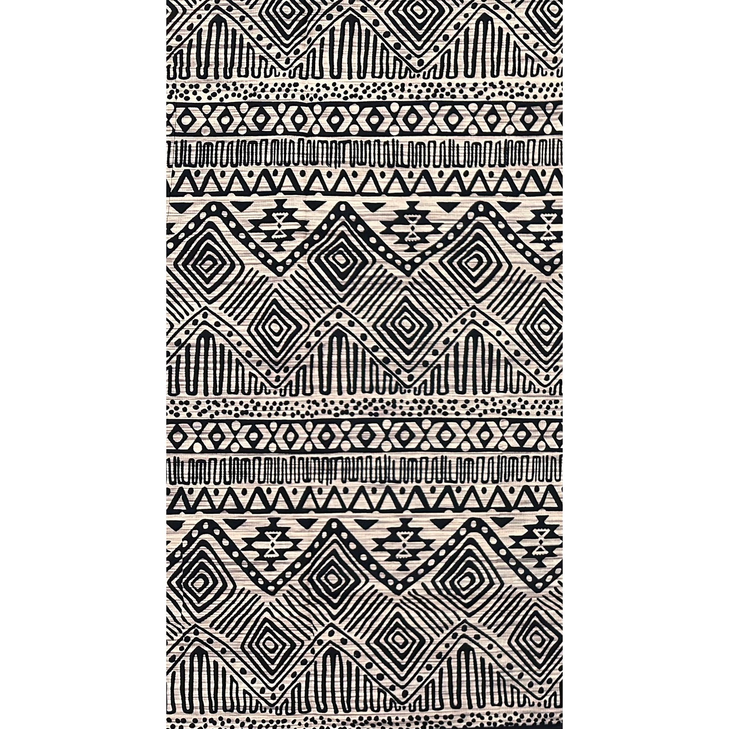 African Print Fabric/ Ankara - Beige, Black 'Essential Story’, YARD or WHOLESALE