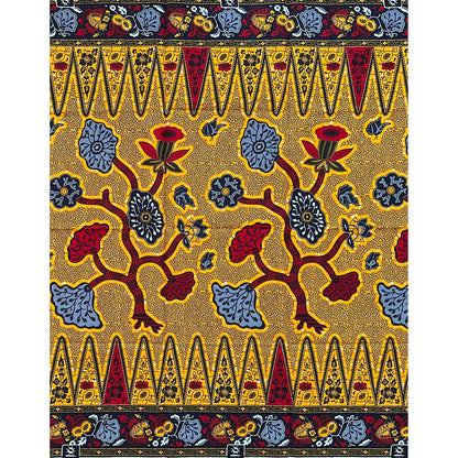 African Print Fabric/ Ankara - Red, Marigold, Brown ‘Sunny Mbila', 1 Yard