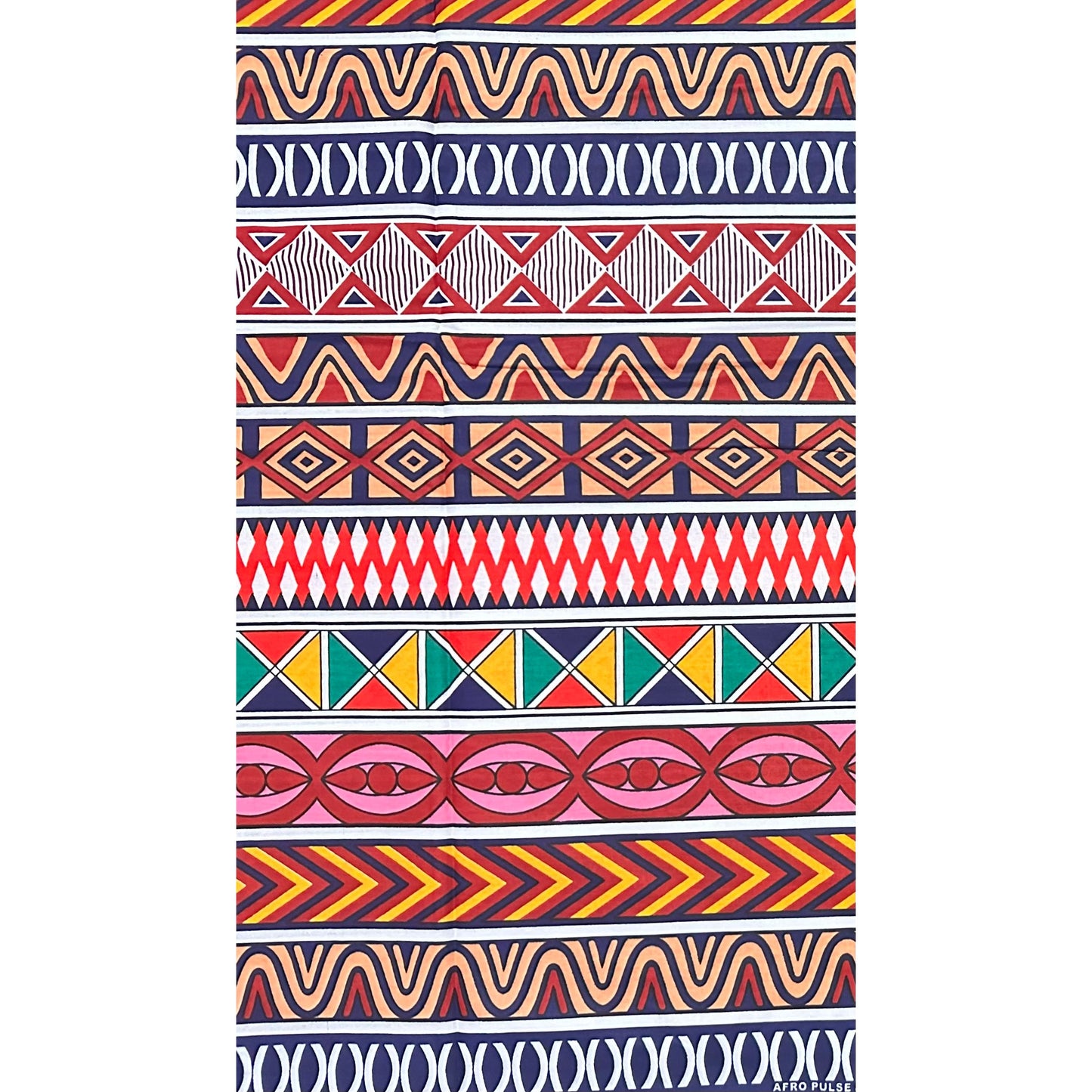 African Print Fabric/Ankara - Red, Pink, Brown, Blue "Heatwave Proverbs" Design, YARD or WHOLESALE