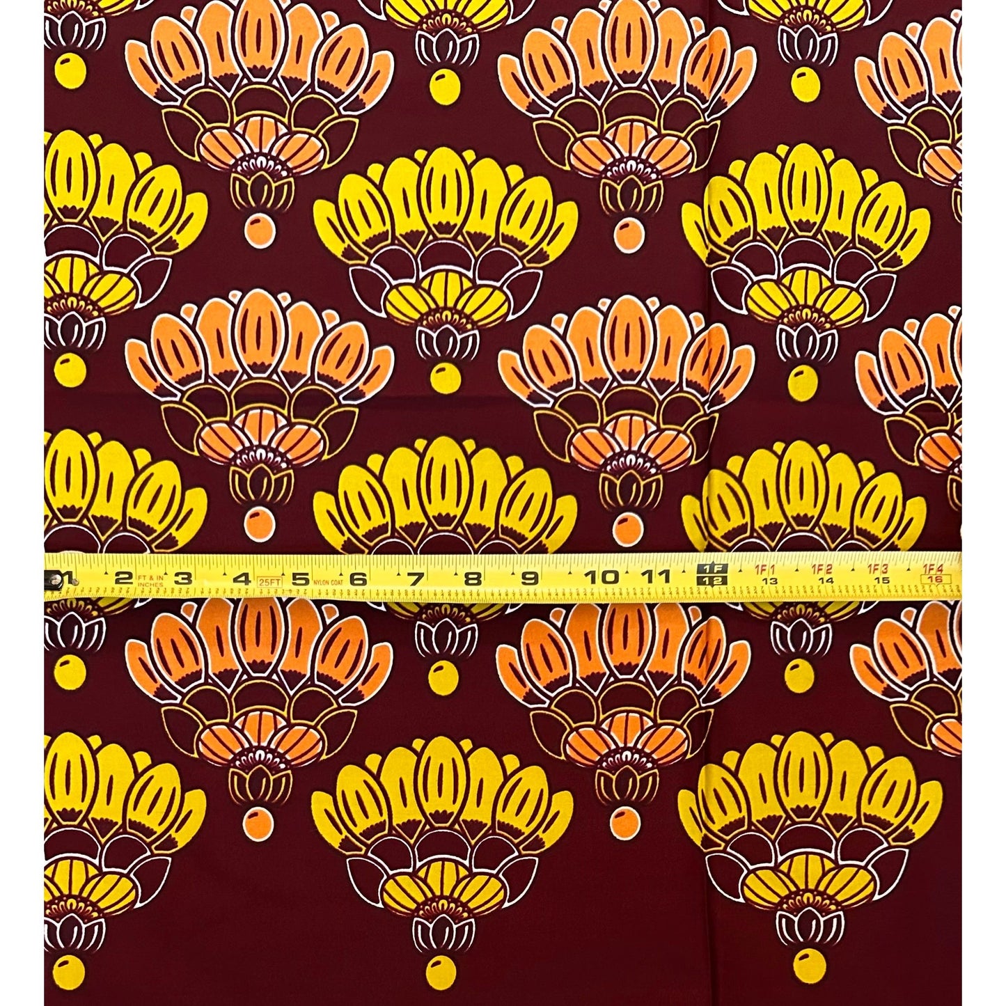 African Print Fabric/Ankara - Shades of Brown, Chartreuse "Nami" Design
