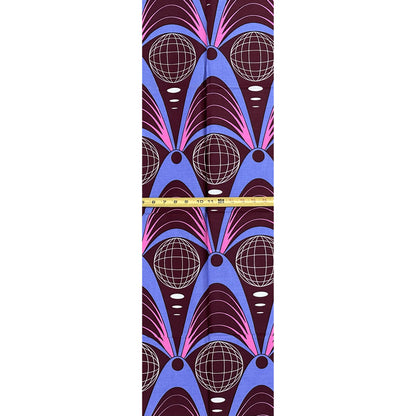 African Fabric/ Ankara - Brown, Pink, Periwinkle 'Ilè Ayé’ Design, YARD or WHOLESALE