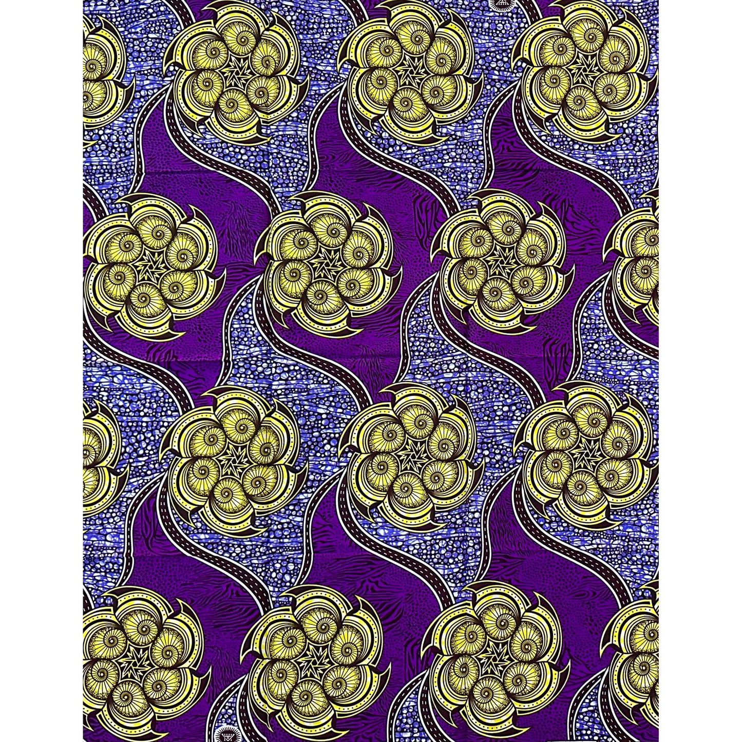 African Print Fabric/Ankara - Purple, Yellow, Brown "Aurelia Bloom" Design