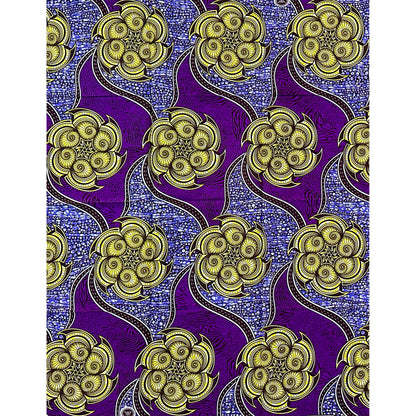African Print Fabric/Ankara - Purple, Yellow, Brown "Aurelia Bloom" Design