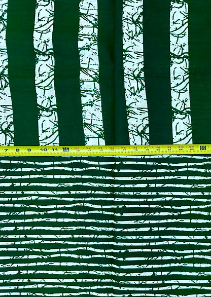 African Print Fabric/ Ankara - Green, White 'Iroko Lineage ' Design, YARD or WHOLESALE