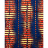 African Print Fabric/ Ankara - Blue, Orange, Beige 'Owerri Beat' Design, YARD or WHOLESALE