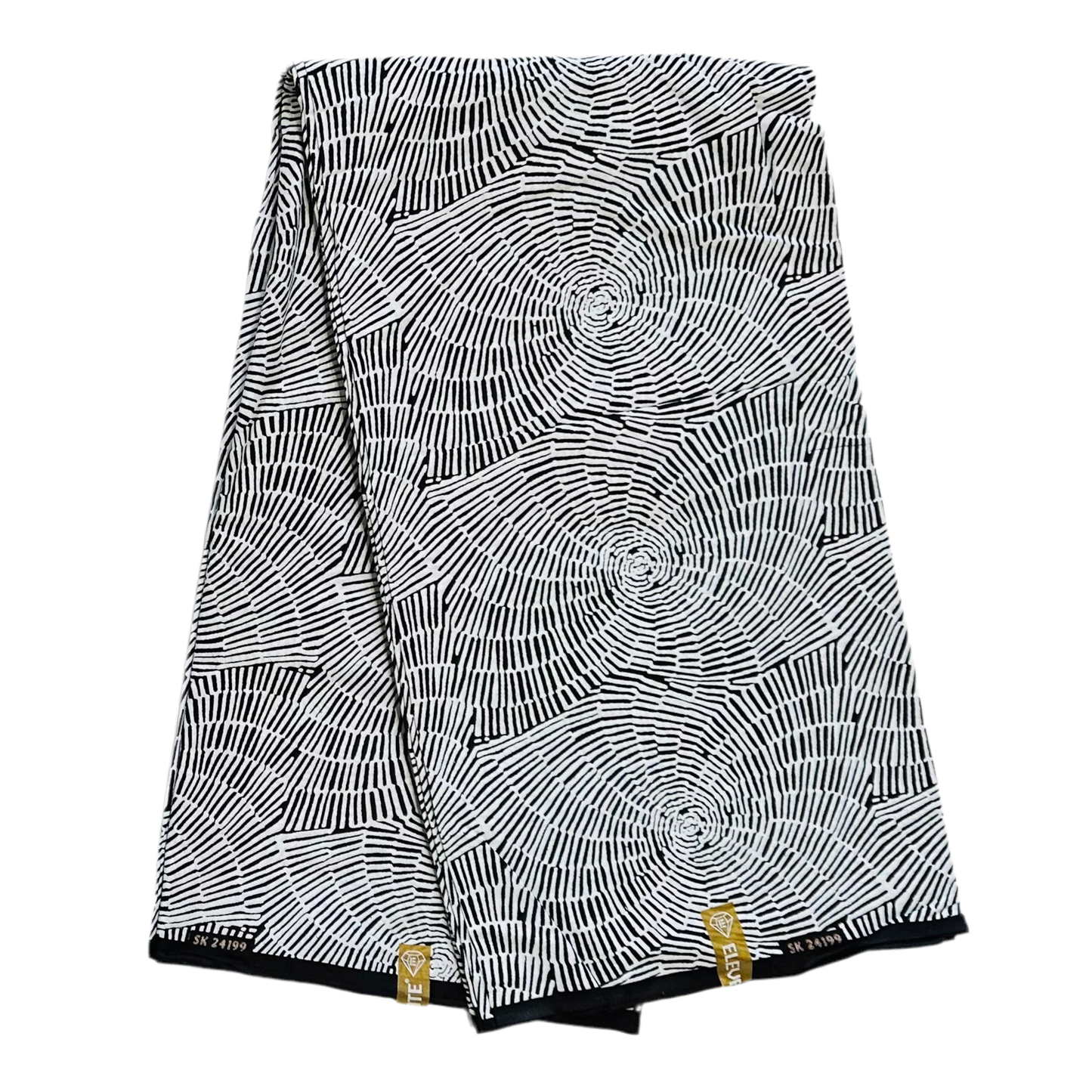 African Print Fabric/ Ankara - Black, White 'Circle of Kin', Per Yard or Wholesale