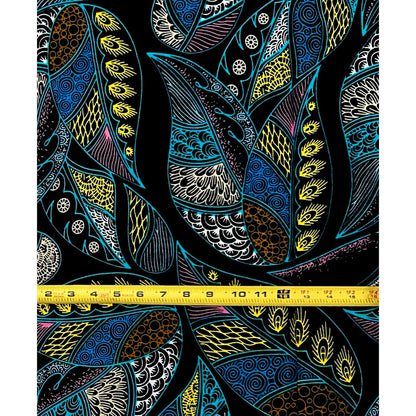 African Print Fabric/ Ankara - Blue, Black, Yellow, Pink 'Crown of Ayanfe' Design, YARD or WHOLESALE