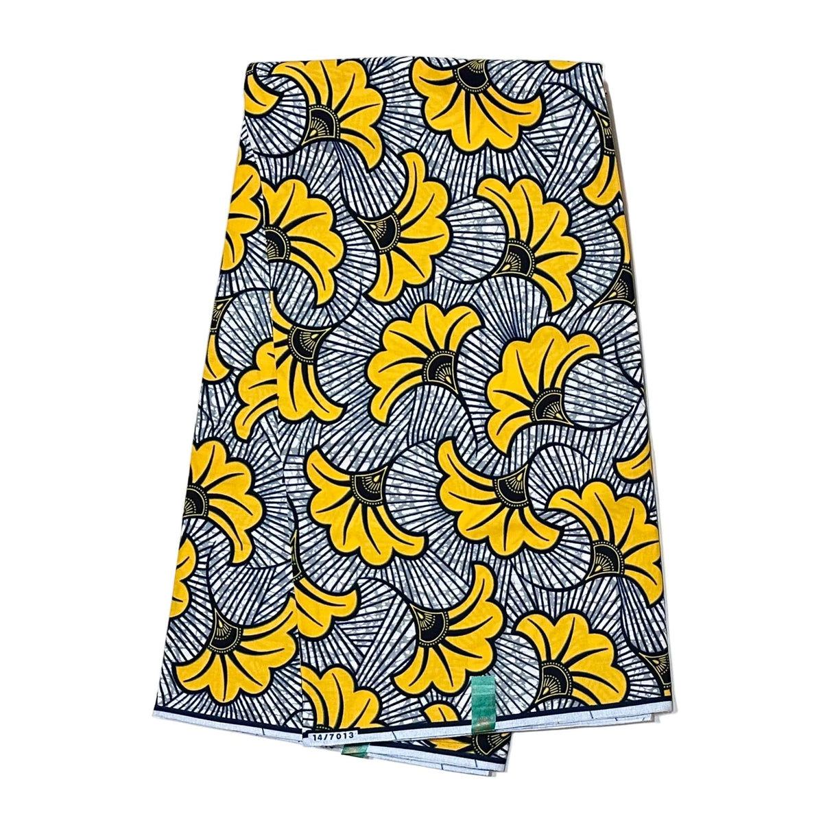 African Print Fabric/ Ankara - Gray, Yellow 'Jubilee', YARD or WHOLESALE