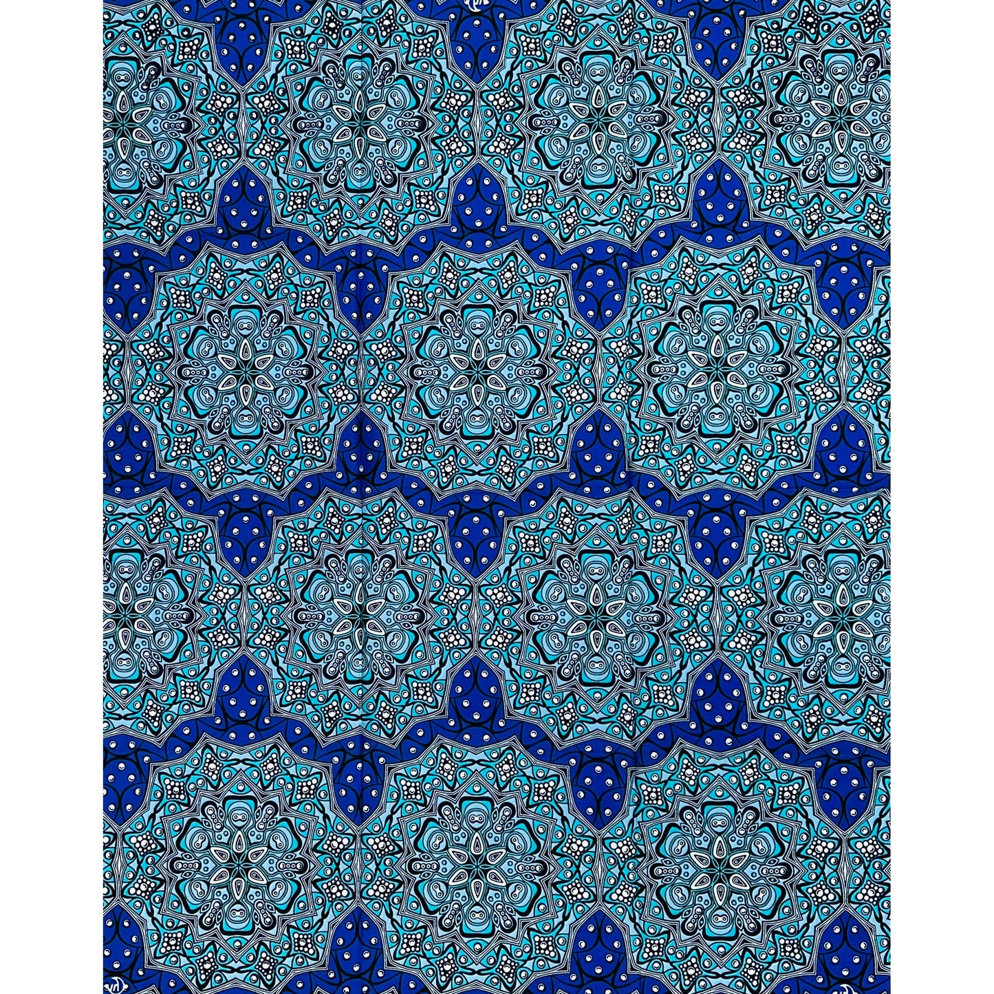 African Print Fabric/ Ankara - Shades of Blue ‘Sarki Sky' Design, YARD