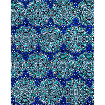 African Print Fabric/ Ankara - Shades of Blue ‘Sarki Sky' Design, YARD