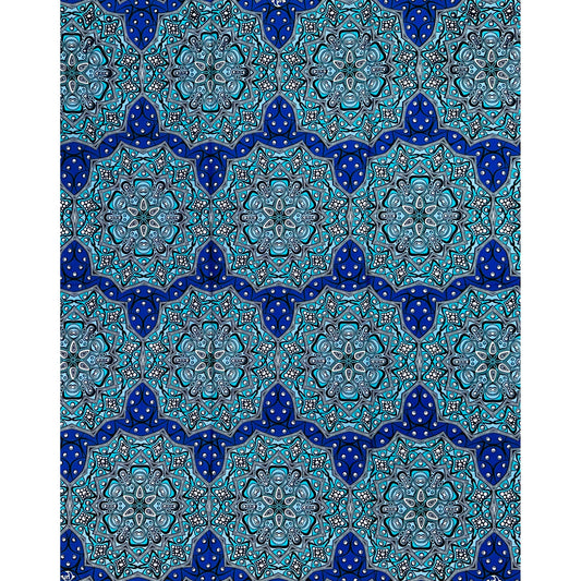 African Print Fabric/ Ankara - Shades of Blue ‘Sarki Sky' Design, YARD