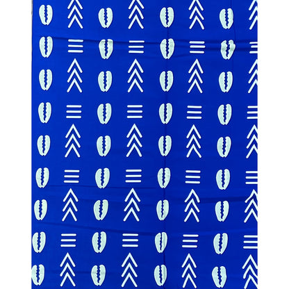 African Print Fabric/ Ankara - Blue, White 'Ancestral Ties', Per Yard or Wholesale